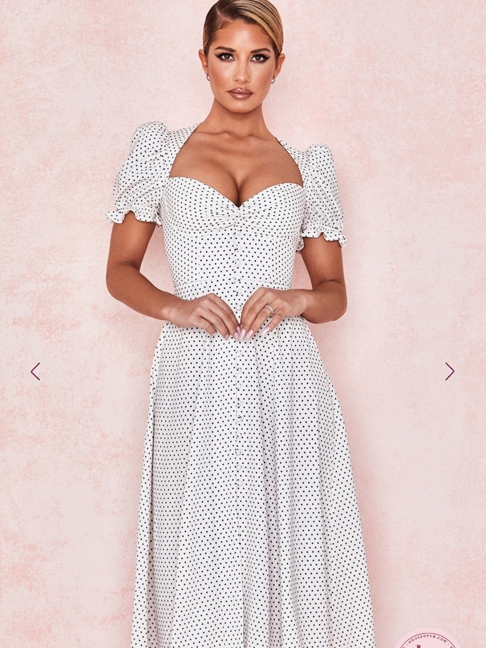 House of CB White Polka Dot Midi ELLERY Dress - Picture 10 of 12